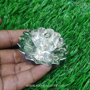 German Silver Agarbatti Stand 3" Lotus | Silver Giftry | SGT20K202