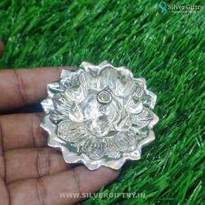 German Silver Agarbatti Stand 3" Lotus | Silver Giftry | SGT20K202
