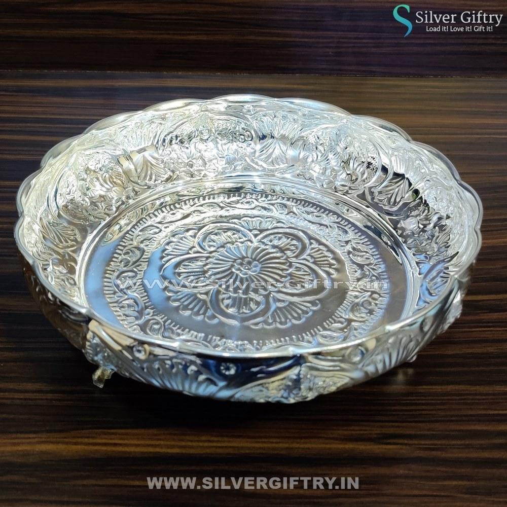 German Silver Ashtalakshmi Plate 12" | Silver Giftry | SGT20K208