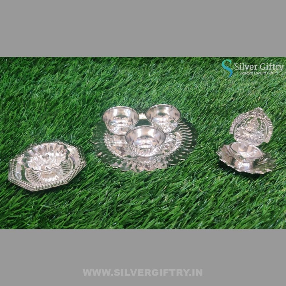 German Silver Combo Pooja Items | Silver Giftry | SGT20K219