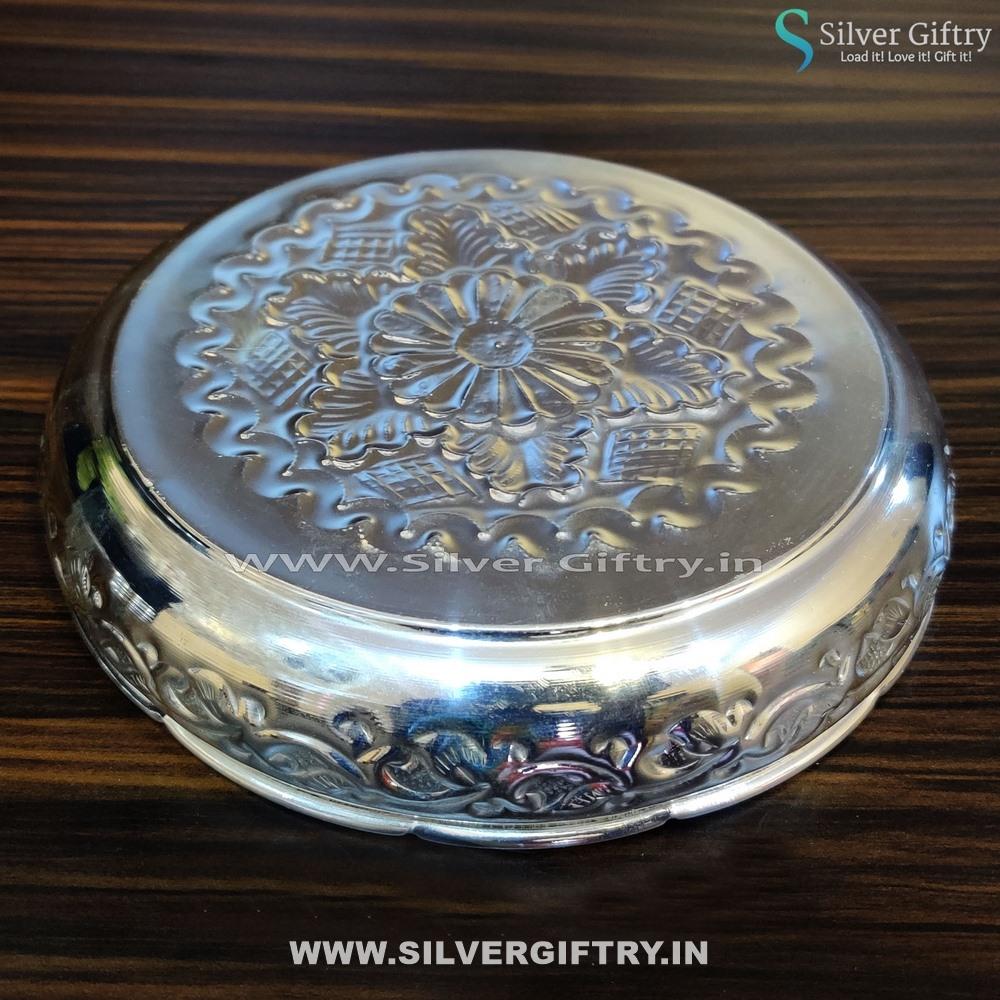 German Silver Flower Design Plate 8" Pair | Silver Giftry | SGT20K237