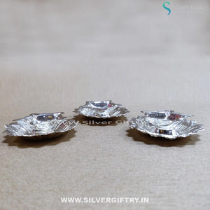 German Silver Kamala Kamakshi Diya 3 pcs | Silver Giftry | SGT20K252