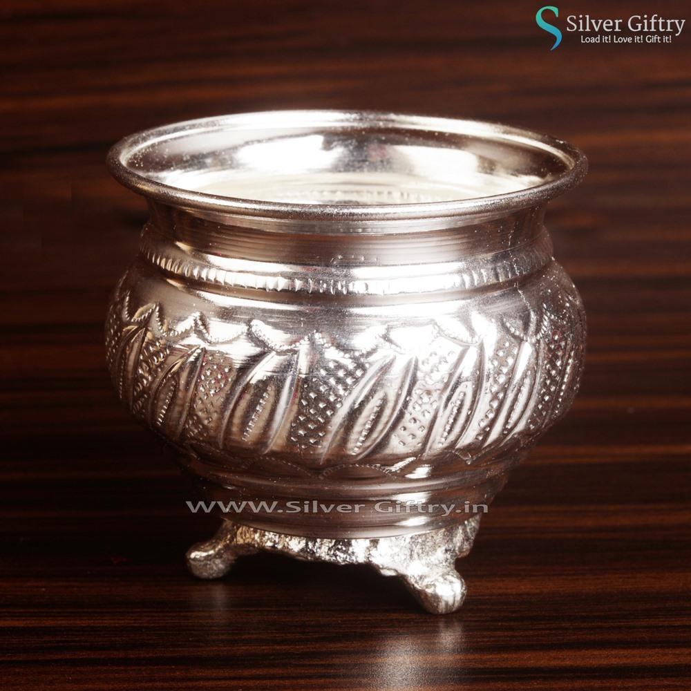 German Silver Kumkum Bowl With Leg | Silver Giftry | SGT20K255