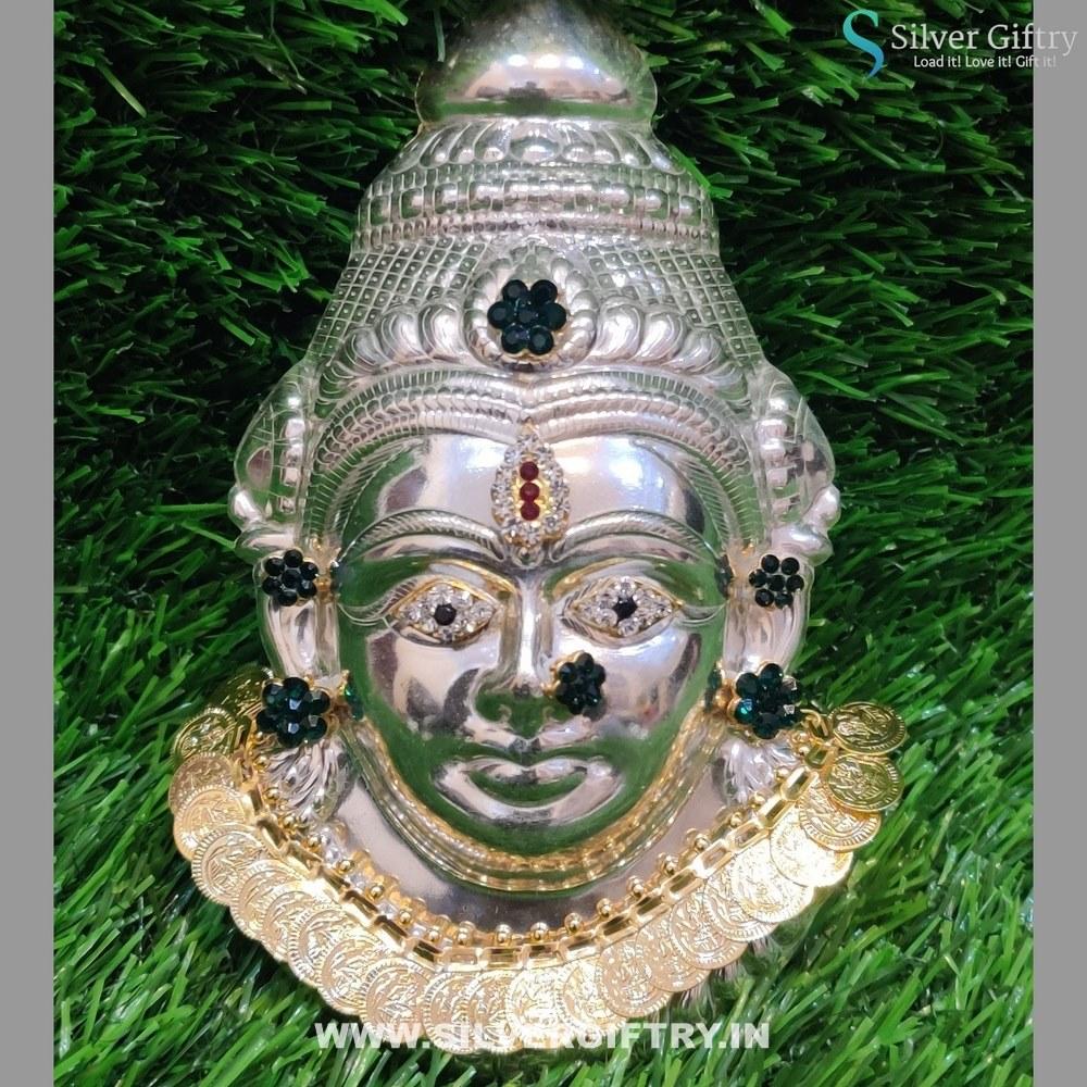 German Silver Lakshmi Face 6" With Jewellery | Silver Giftry | SGT20K266