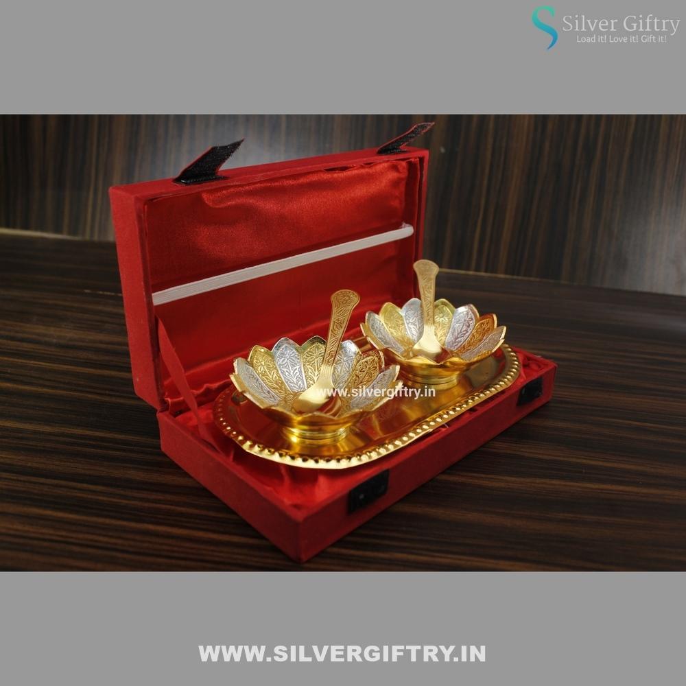 German Silver Lotus Bowl Set | Silver Giftry | SGT20K272