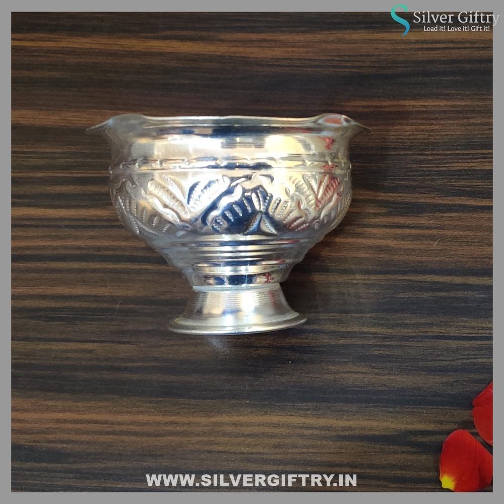 German Silver Nakas Kumkum Bowl | Silver Giftry | SGT20K287