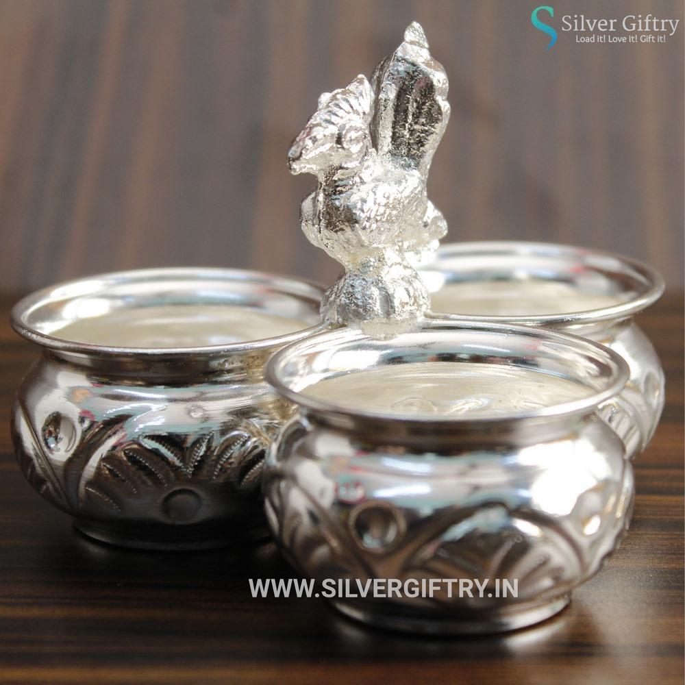 German Silver Peacock Panchwala Flower Design | Silver Giftry | SGT20K295