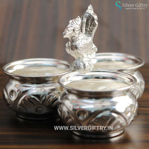 German Silver Peacock Panchwala Flower Design | Silver Giftry | SGT20K295