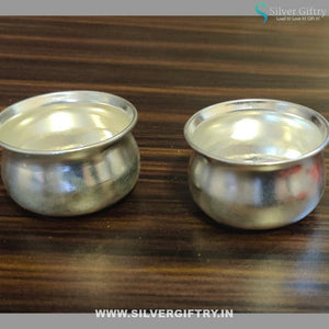 German Silver Plain Kumkum Bowls Pair 2" | Silver Giftry | SGT20K299