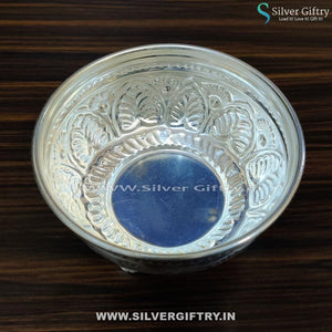 German Silver Prasadam Bowl With Stand Medium | Silver Giftry | SGT20K311