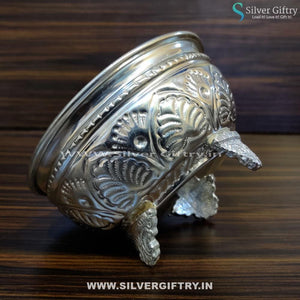 German Silver Prasadam Bowl With Stand Medium | Silver Giftry | SGT20K311
