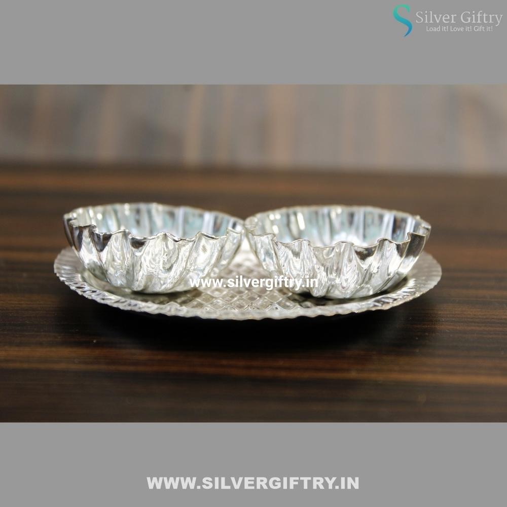 German Silver Round Karana Plate | Silver Giftry | SGT20K314