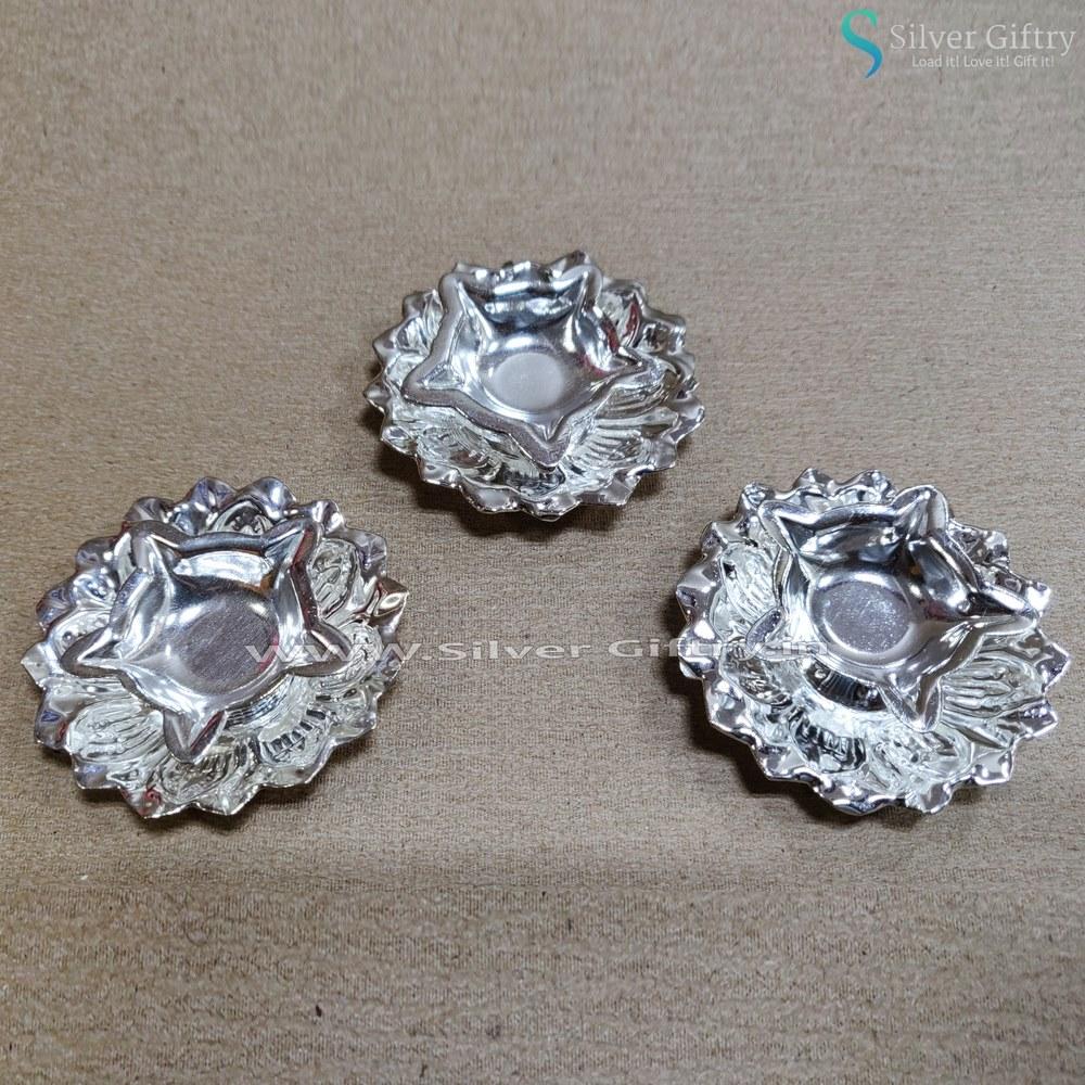 German Silver Small Deepam 3 pcs | Silver Giftry | SGT20K316