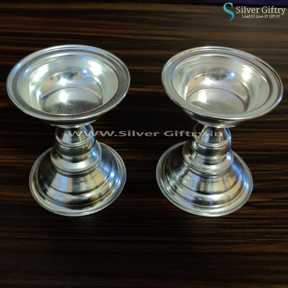 German Silver Tube Devdas Deepam 4" | Silver Giftry | SGT20K324