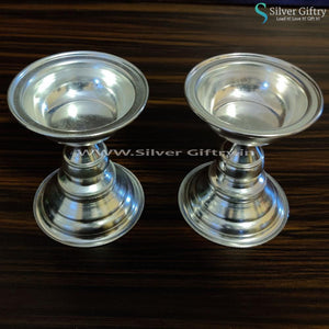 German Silver Tube Devdas Deepam 4" | Silver Giftry | SGT20K324