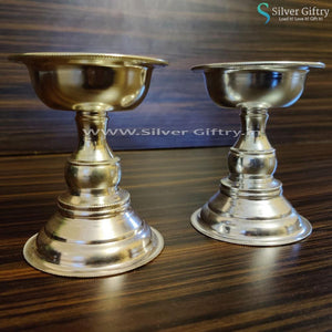 German Silver Tube Devdas Deepam 4" | Silver Giftry | SGT20K324