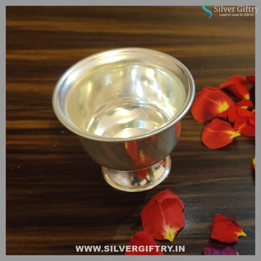 German Silver Washable Plain Bowl With Stand | Silver Giftry | SGT20K335