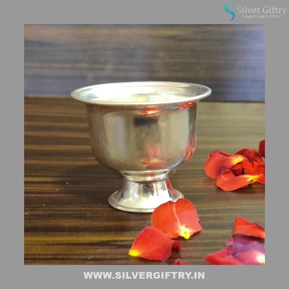 German Silver Washable Plain Bowl With Stand | Silver Giftry | SGT20K335