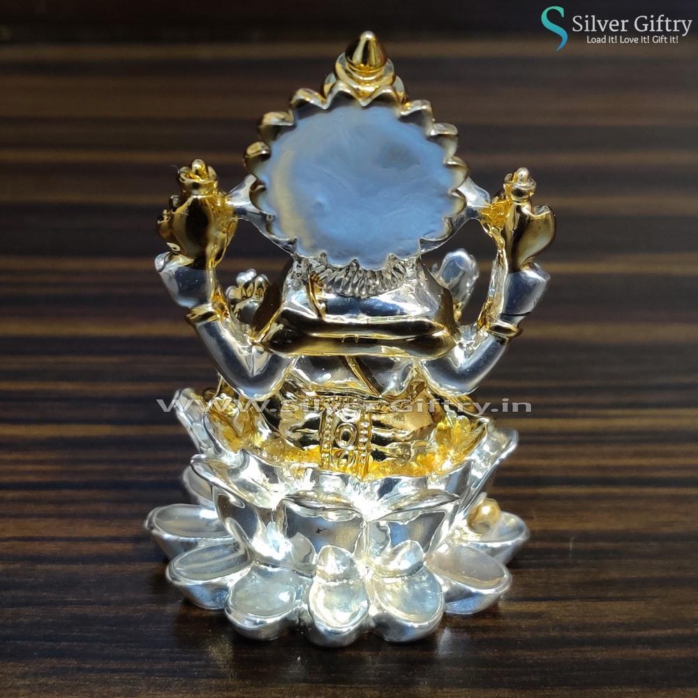 Gold and Silver Coated Lotus Ganesha | Silver Giftry | SGT20K341