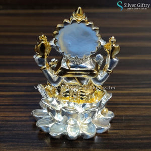 Gold and Silver Coated Lotus Ganesha | Silver Giftry | SGT20K341