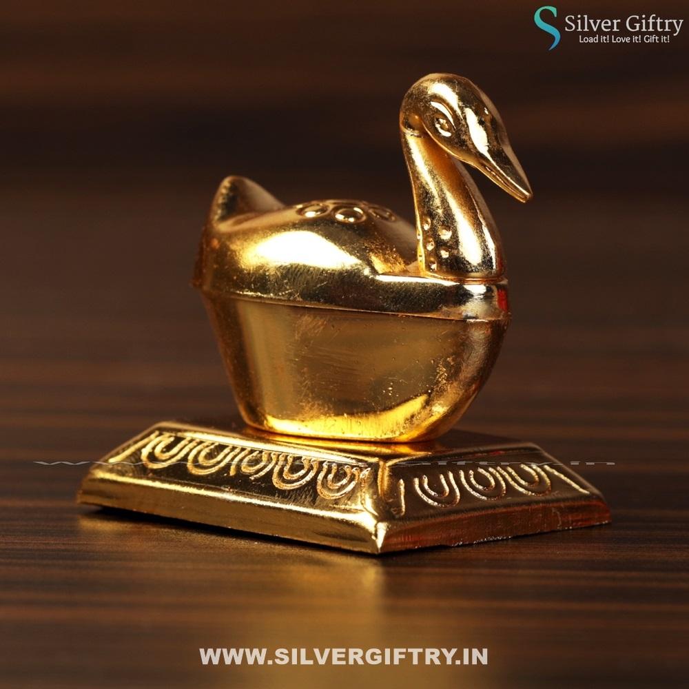 Gold Single Duck Kumkum Dabbi | Silver Giftry | SGT20K345