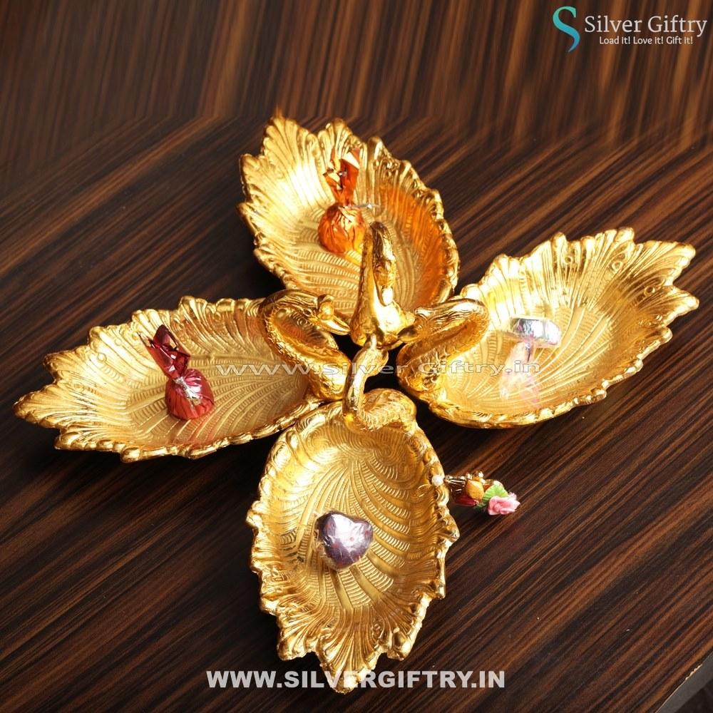 Gold Swan Tray Set Of 4 pcs | Silver Giftry | SGT20K346