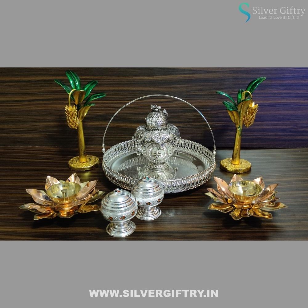 Imported 10" Pooja Thali | Silver Giftry | SGT20K352