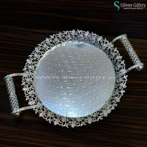 Imported 12" Silver Plate for Pooja | Silver Giftry | SGT20K355