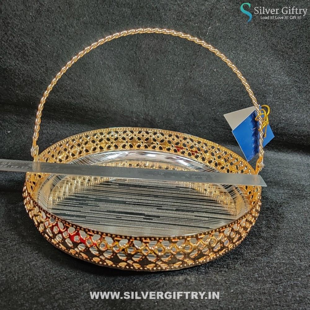 Imported 9" Tray With Handle | Silver Giftry | SGT20K360