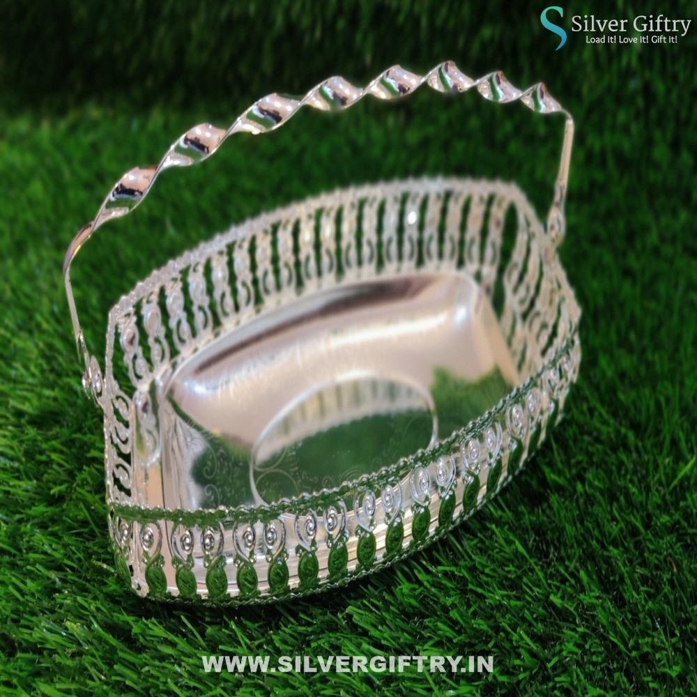 Imported German Silver Boat Shape Tray | Silver Giftry | SGT20K369