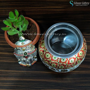 Meenakari Kodapana 6" With Lakshmi 5" | Silver Giftry | SGT20K417