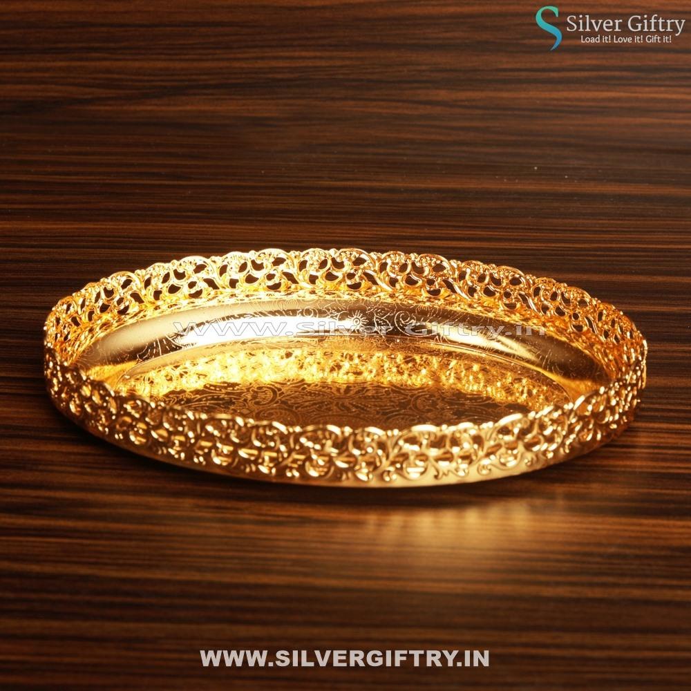 Oval Gold Plate 10" | Silver Giftry | SGT20K421