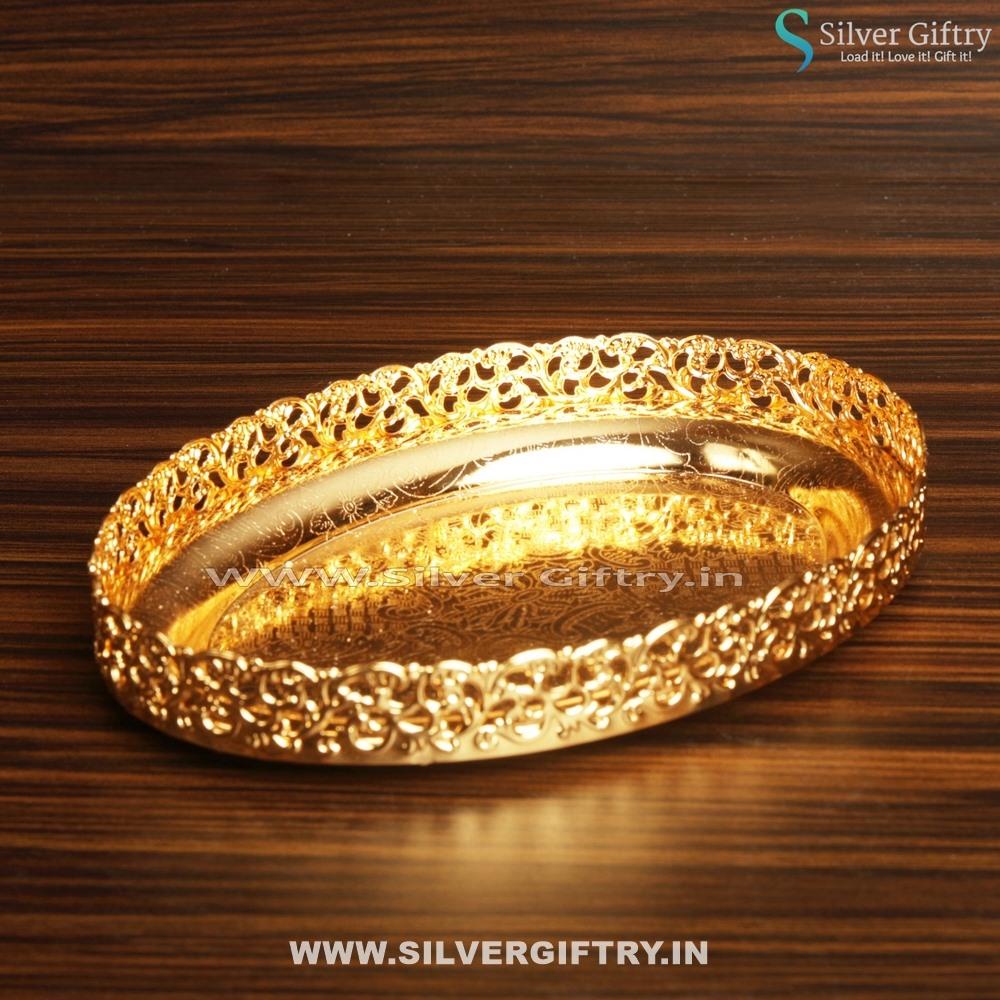 Oval Gold Plate 10" | Silver Giftry | SGT20K421