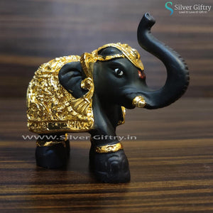 Pair of Full Black and Gold Elephants 2" | Silver Giftry | SGT20K422