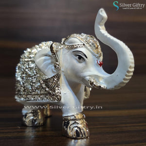 Pair of Full White and Silver Elephants 2" | Silver Giftry | SGT20K426