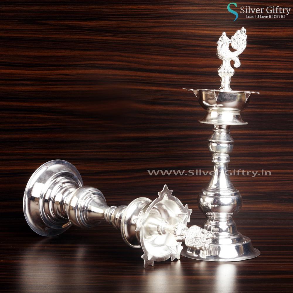 Pair of Small German Silver Madhu Deepam Plain | Silver Giftry | SGT20K428