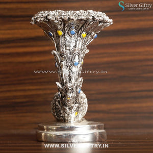 Peacock Candle Stand Silver Antique Gift Blue | Silver Giftry | SGT20K434
