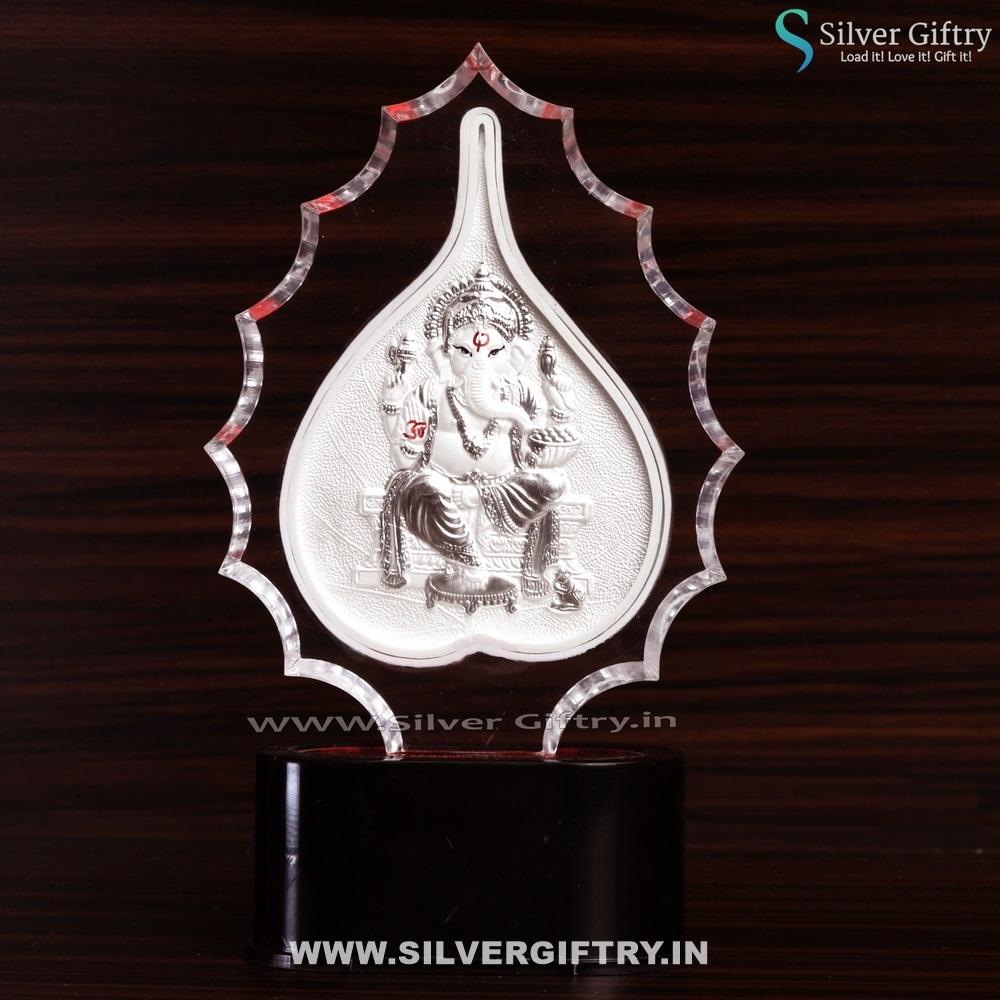 Pure Silver Ganesh 3D Silver Frame Gift | Silver Giftry | SGT20K447