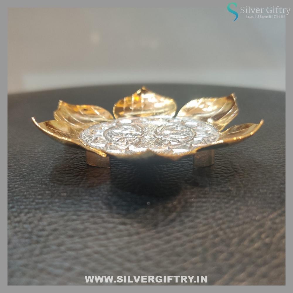 Pure Silver Kamala Lotus Stand 2" Pair 2 pcs | Silver Giftry | SGT20K449