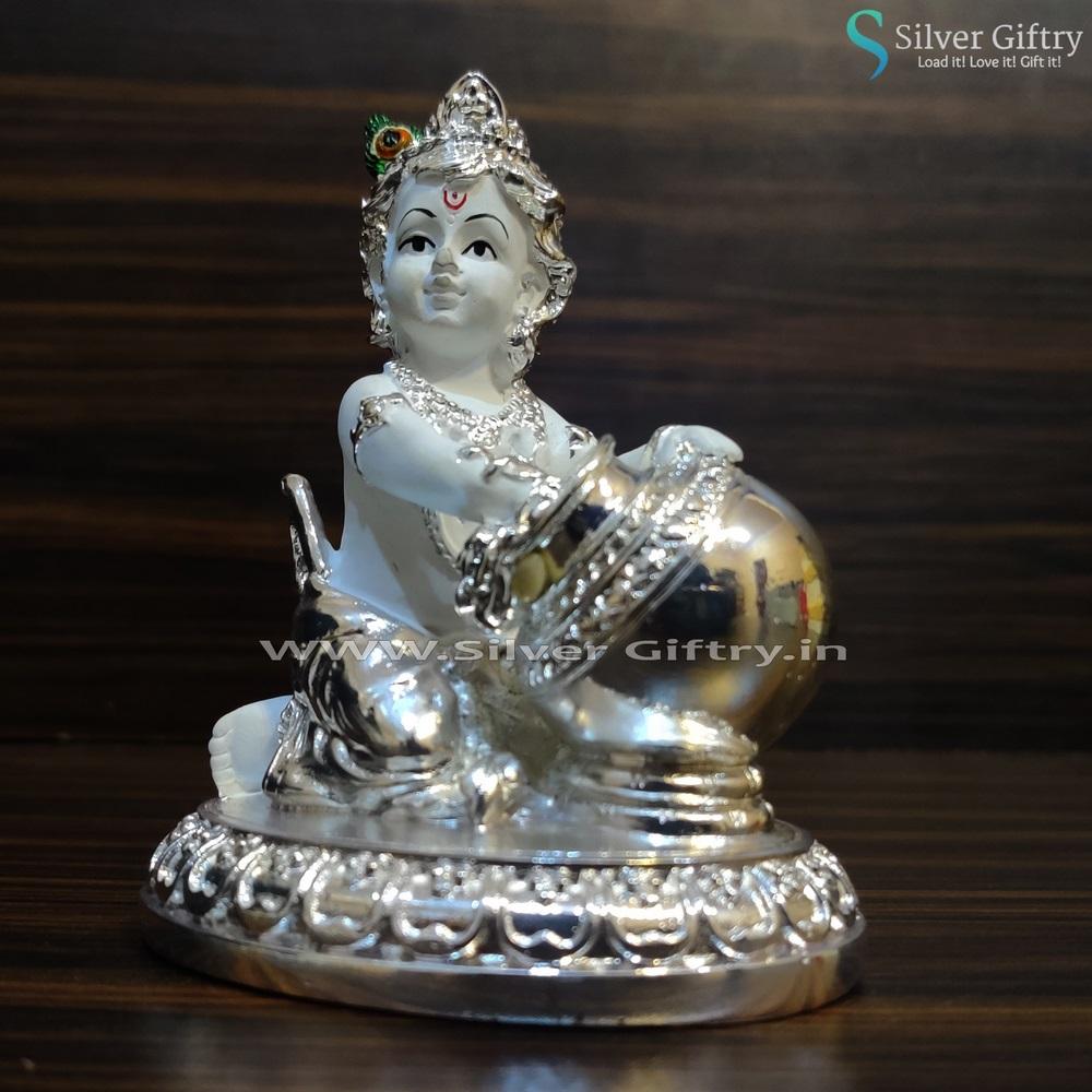 Pure Silver Pot White Pot Krishna | Silver Giftry | SGT20K455