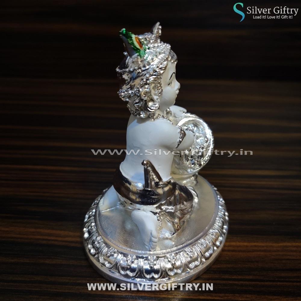 Pure Silver Pot White Pot Krishna | Silver Giftry | SGT20K455