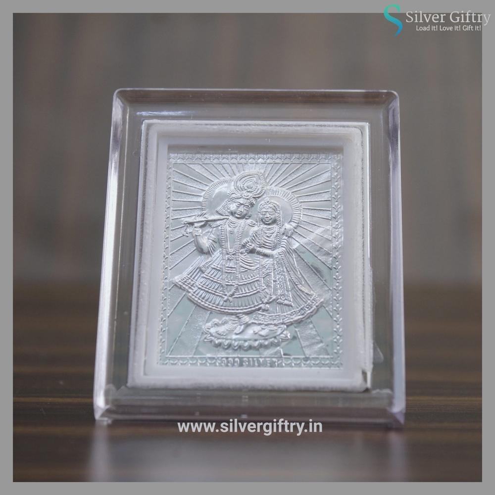 Radha Krishna Silver Glass Frame | Silver Giftry | SGT20K456
