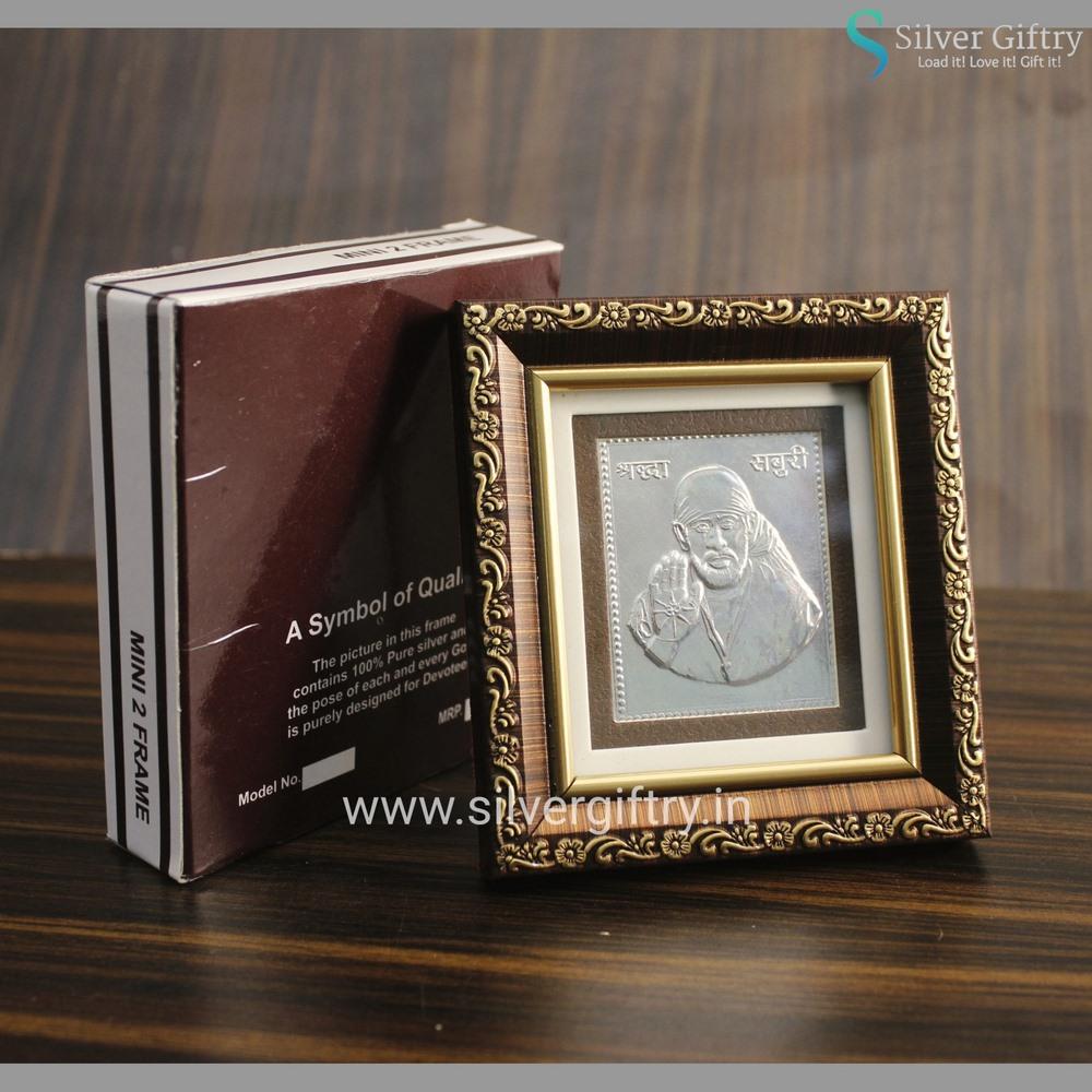 Sai Baba Silver Wood Frame | Silver Giftry | SGT20K464