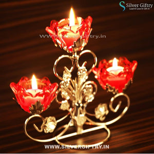 Trio Rose Candle Stand | Mixed Colours | Silver Giftry | SGT20K484