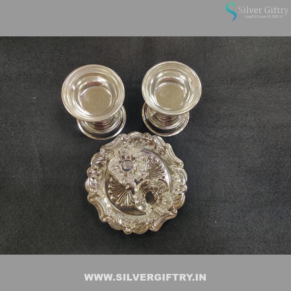 Tube Deepam Kumkum Platter | Silver Giftry | SGT20K485