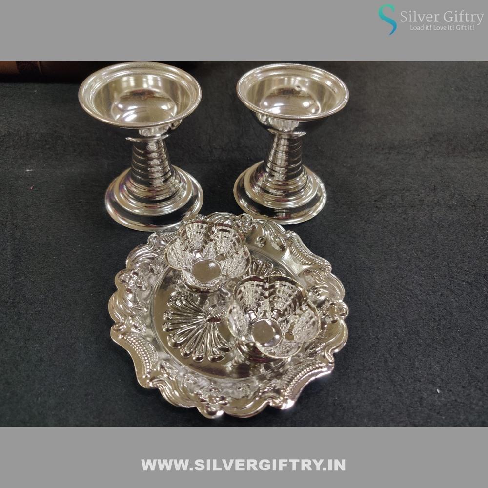 Tube Deepam Kumkum Platter | Silver Giftry | SGT20K485