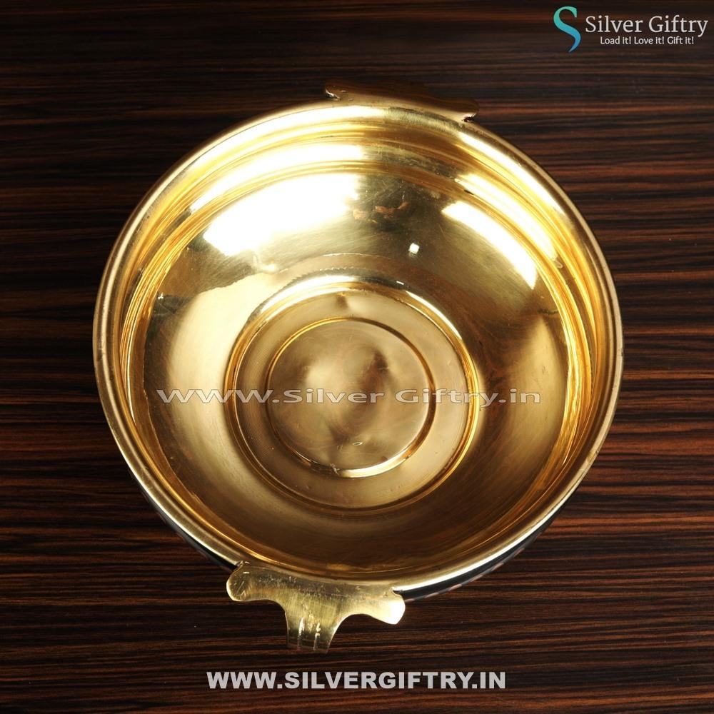 Vasthu Brass Antique Urli With Tortoise Stand | Silver Giftry | SGT20K486