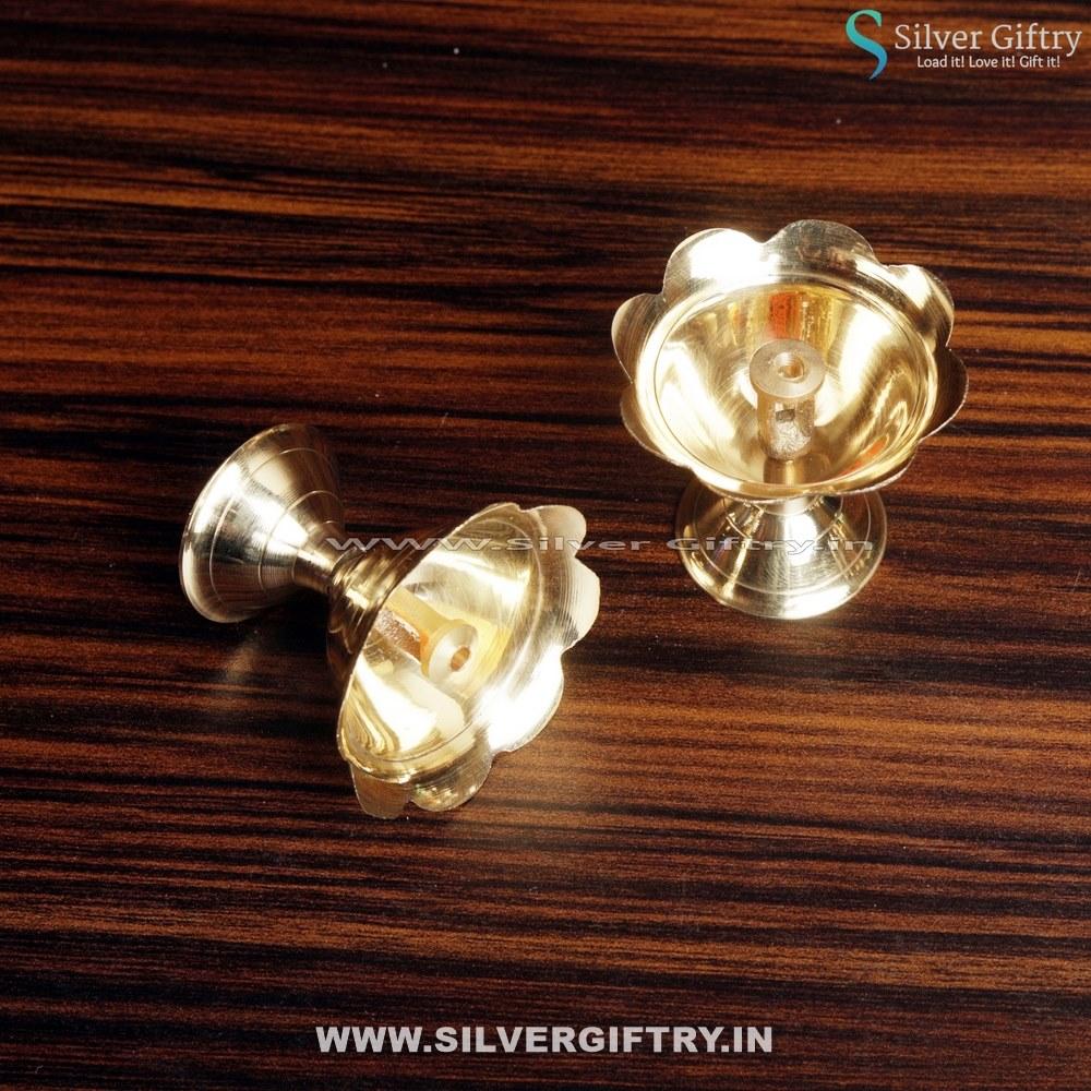 Vasthu Brass Geethanjali Deepa Pair | Silver Giftry | SGT20K487
