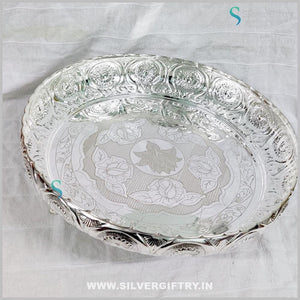 German Silver washable wedding Pooja plate 14inch | Silver Giftry | SGT20K494