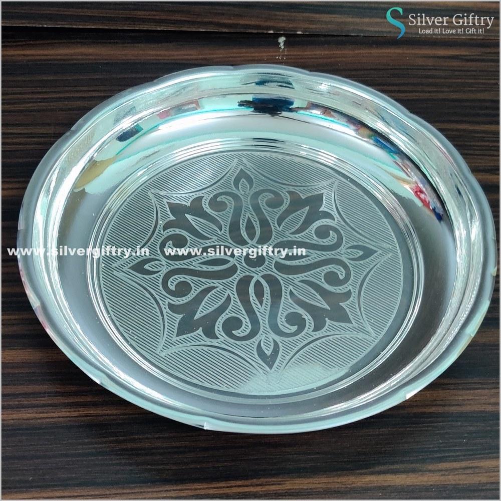 8" German Silver Pooja thali | Silver Giftry | SGT20K509